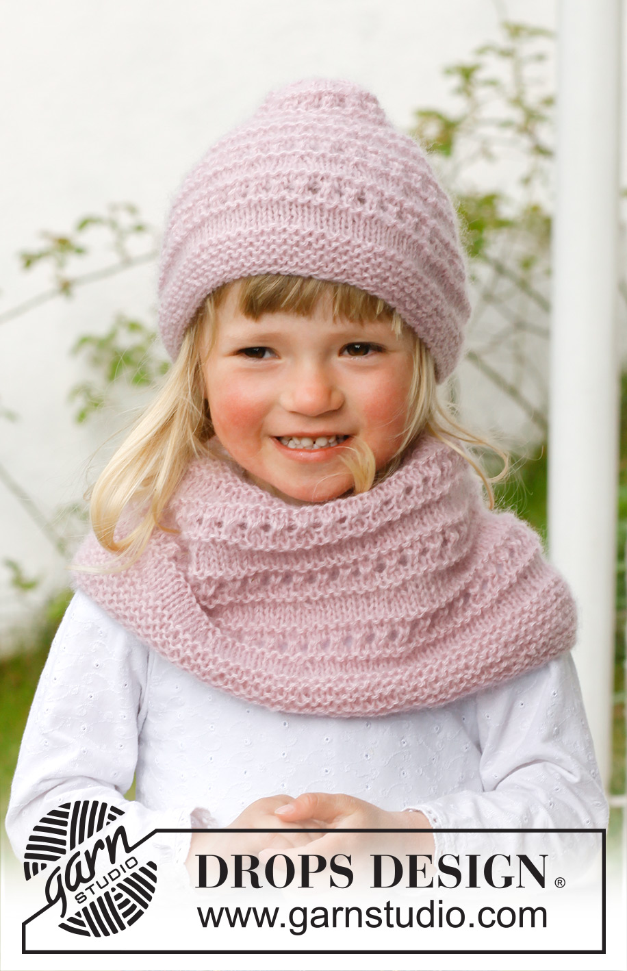 Mini Me / DROPS Children 23-11 - Lapsen neulotut myssy ja kauluri DROPS Alpaca- ja DROPS Kid-Silk -langoista Koot 3-12 vuotta.