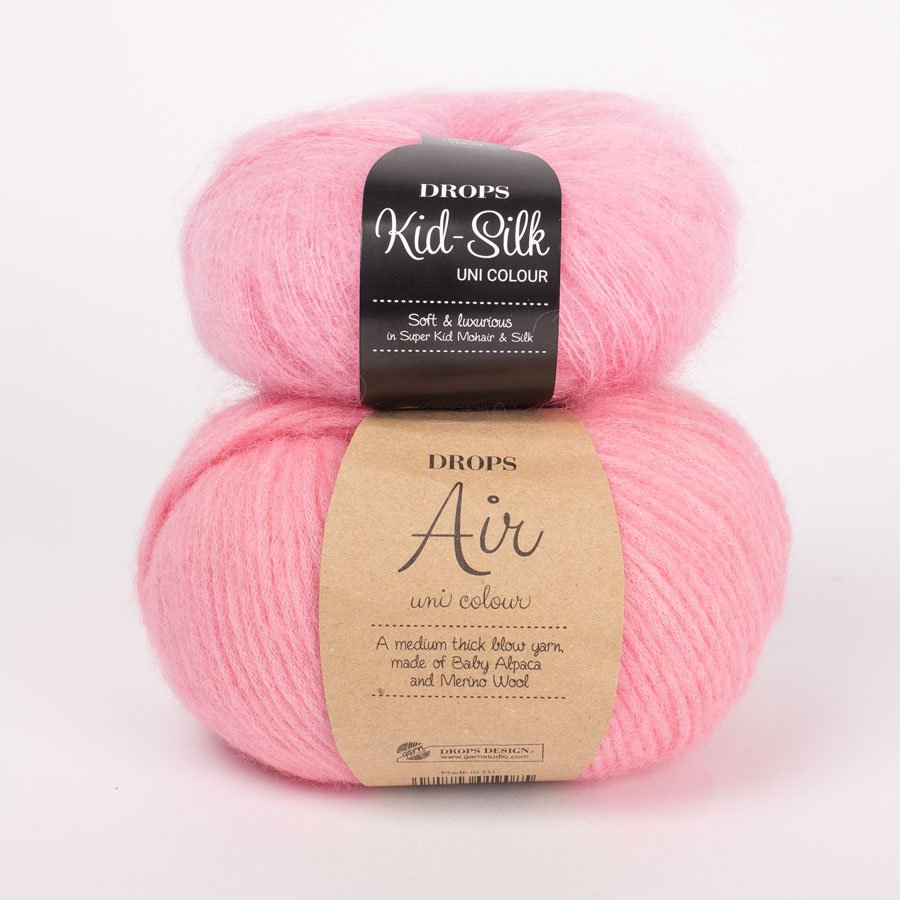 DROPS Air 53, lody truskawkowe + DROPS Kid-Silk 62, lody truskawkowe